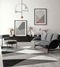 The Carpet Tapis Pearl moderne salon moderne contour, Gris, 120 x 160 cm