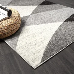The Carpet Tapis Pearl moderne salon moderne contour, Gris, 120 x 160 cm