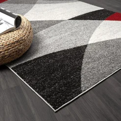 The Carpet Tapis Pearl moderne salon moderne contour, Gris Rouge, 120 x 160 cm* Tapis Pour Salon