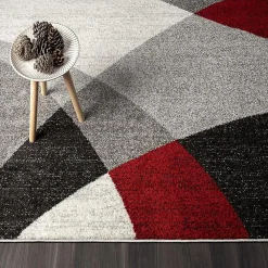 The Carpet Tapis Pearl moderne salon moderne contour, Gris Rouge, 120 x 160 cm* Tapis Pour Salon