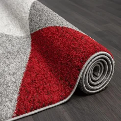 The Carpet Tapis Pearl moderne salon moderne contour, Gris Rouge, 120 x 160 cm* Tapis Pour Salon