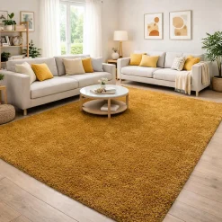 Discount Unamourdetapis Tapis poils longs shaggy tissé motif uni UNI I, Or
