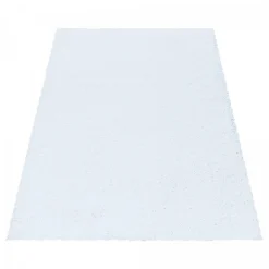 Unamourdetapis Tapis poils longs shaggy tissé motif uni UNI I, Blanc