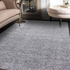 Clearance Unamourdetapis Tapis poils longs shaggy tissé motif uni UNI L, Argent