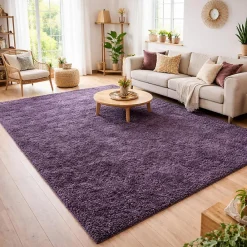 Hot Unamourdetapis Tapis poils longs shaggy tissé motif uni UNI L, Violet