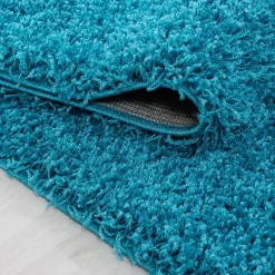 Discount Unamourdetapis Tapis poils longs shaggy tissé motif uni UNI L, Turquoise