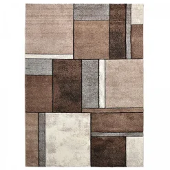 Discount Unamourdetapis Tapis pour une chambre ou une entrée tissé motif géométrique LYN8 GEOME, Beige, marron, gris