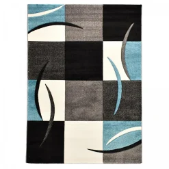 Hot Unamourdetapis Tapis pour une chambre ou une entrée tissé motif géométrique VIRGULADA, bleu
