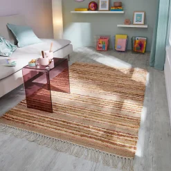 Balta Tapis rectangulaire Leela à franges crème et rose L.170 x l.120 cm* Tapis Intérieur|Tapis Persan Et Berbère