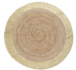 Deko&Co Tapis rond en coton et toile de jute beige et doré ø120 cm Déko&Co* Tapis Jute Et Naturel|Tapis Pour Chambre