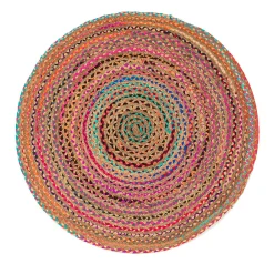 Tapis rond en jute et tissu multicouleur ø120 cm* Tapis Intérieur|Tapis Jute Et Naturel