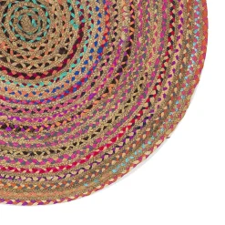 Tapis rond en jute et tissu multicouleur ø120 cm* Tapis Intérieur|Tapis Jute Et Naturel