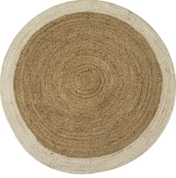Clearance Deko & Co Tapis rond en jute naturel et écru Deco&Co ⌀120cm
