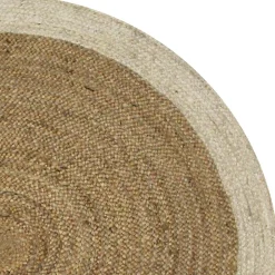 Clearance Deko & Co Tapis rond en jute naturel et écru Deco&Co ⌀120cm