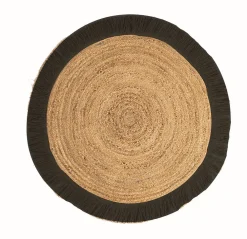 Deko & Co Tapis rond en toile de jute beige et noir ⌀120cm Deco&co* Tapis Jute Et Naturel