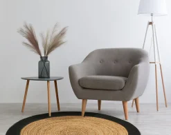 Deko & Co Tapis rond en toile de jute beige et noir ⌀120cm Deco&co* Tapis Jute Et Naturel