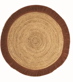 Online Deko & Co Tapis rond en toile de jute beige et terracotta ⌀120cm Deco&co