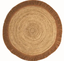 Hot Deko & Co Tapis rond en toile de jute beige et marron ⌀120cm Deco&co