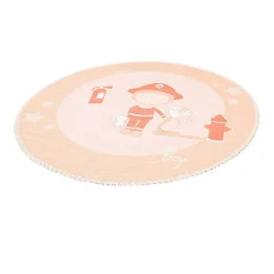 Paris Prix Tapis Rond Enfant Imprimé "Bambini" 160cm Orange*Enfant Tapis Pour Chambre D'Enfant