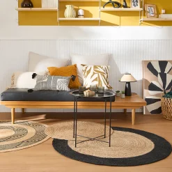 Sale GoodHome Tapis rond Melua en jute tissé Ø80cm