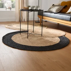 Sale GoodHome Tapis rond Melua en jute tissé Ø80cm