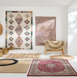 Sale GoodHome Tapis rond Melua en jute tissé Ø80cm