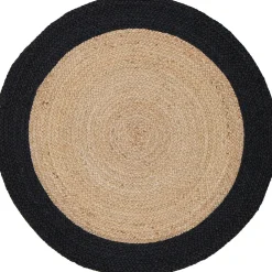 Balta Tapis rond Sombrero noir et jute Ø120 cm* Tapis Intérieur|Tapis Jute Et Naturel