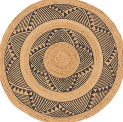 Balta Tapis rond Tonga en jute et motifs noirs Ø120 cm