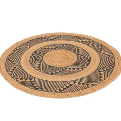 Balta Tapis rond Tonga en jute et motifs noirs Ø120 cm
