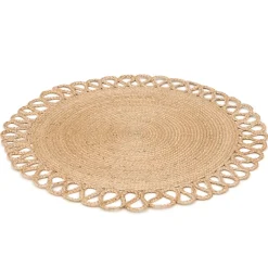 Balta Tapis rond Trecia blanc et jute Ø120 cm* Tapis Intérieur|Tapis Jute Et Naturel