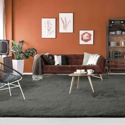 The Deco Factory Tapis salon à base fine souple extra doux gris foncé 225x340