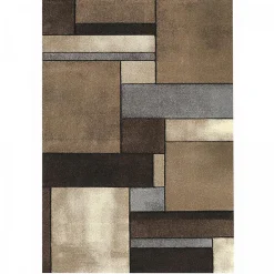 Unamourdetapis Tapis salon et chambre tissé motif géométrique LYN8 GEOME, Marron, noir, beige* Tapis Intérieur