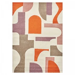 Hot Unamourdetapis Tapis salon et chambre tissé motif géométrique ECHO 3, gris, beige, orange