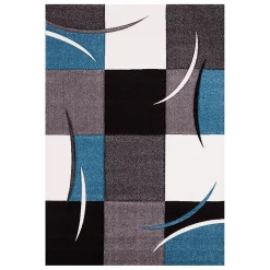 Unamourdetapis Tapis salon et chambre tissé motif damier LYN8 COMMA, Gris, bleu, noir* Tapis Pour Salon