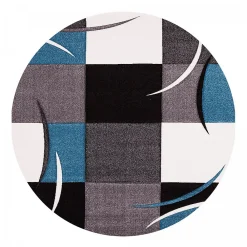 Unamourdetapis Tapis salon et chambre tissé motif damier LYN8 COMMA, Gris, bleu, noir* Tapis Pour Salon