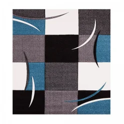 Unamourdetapis Tapis salon et chambre tissé motif damier LYN8 COMMA, Gris, bleu, noir* Tapis Pour Salon
