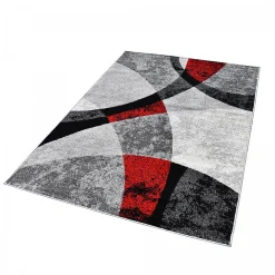 Unamourdetapis Tapis salon et chambre tissé motif géométrique RADULE, rouge, gris, noir, écru* Tapis Intérieur|Tapis Pour Salon