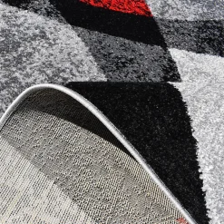 Unamourdetapis Tapis salon et chambre tissé motif géométrique RADULE, rouge, gris, noir, écru* Tapis Intérieur|Tapis Pour Salon
