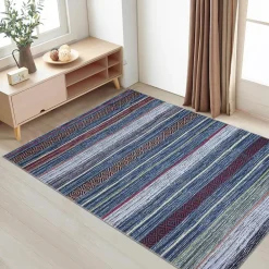 Best Unamourdetapis Tapis salon et chambre tissé motif ethnique NOBASTA, bleu, rouge, orange, vert