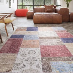 Unamourdetapis Tapis salon et chambre tissé motif géométrique VIVACE 9, beige, bleu, rose* Tapis Pour Salon