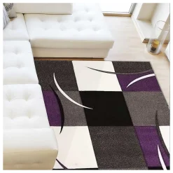 Unamourdetapis Tapis salon et chambre tissé motif géométrique VIRGULADA, violet* Tapis Intérieur