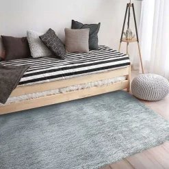 New The Deco Factory Tapis salon poils longs toucher laineux gris nuage 60x90