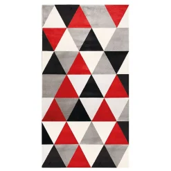 New The Deco Factory Tapis salon toucher laineux motif triangles rouge 80x150