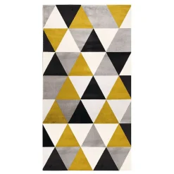 New The Deco Factory Tapis salon toucher laineux motif triangles jaune 80x150