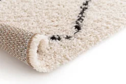 Clearance GoodHome Tapis Shaggy Coltrane motif Berbère L. 170 x l. 120 x ep. 3 cm crème