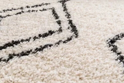 Clearance GoodHome Tapis Shaggy Coltrane motif Berbère L. 170 x l. 120 x ep. 3 cm crème