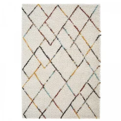 Discount Unamourdetapis Tapis shaggy tissé motif berbère CHROMA 2, crème, jaune, rouge