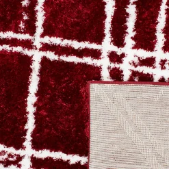 Unamourdetapis Tapis shaggy tissé motif géométrique EMBER 1, rouge, blanc* Tapis Pour Chambre