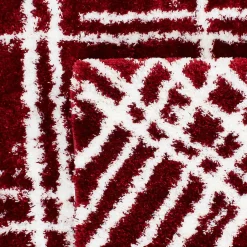 Unamourdetapis Tapis shaggy tissé motif géométrique EMBER 1, rouge, blanc* Tapis Pour Chambre