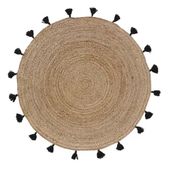 Douceur D'Intérieur Tapis Shira - tapis rond à pompons - - Tapis* Tapis Jute Et Naturel
